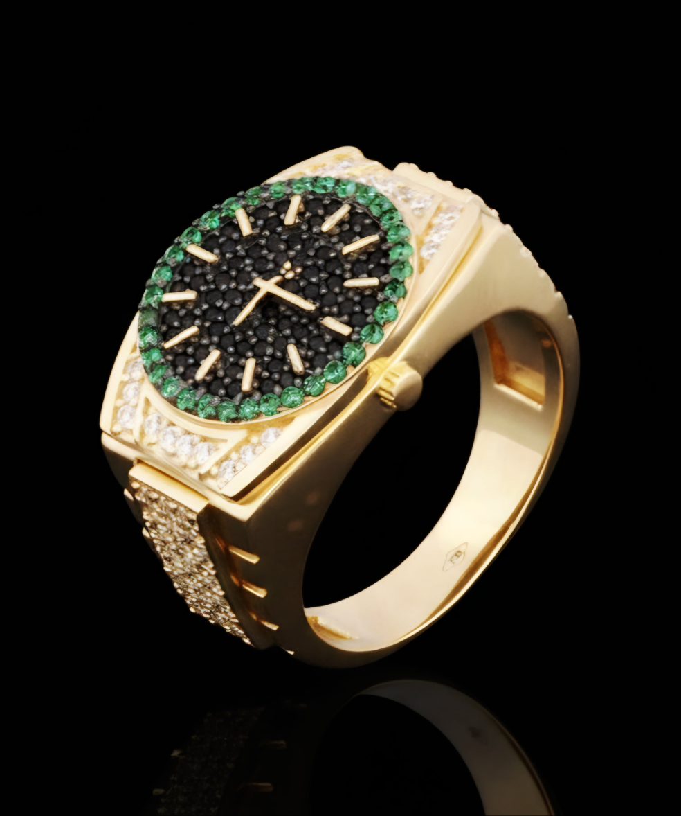 Anello uomo stile orologio oro 18kt