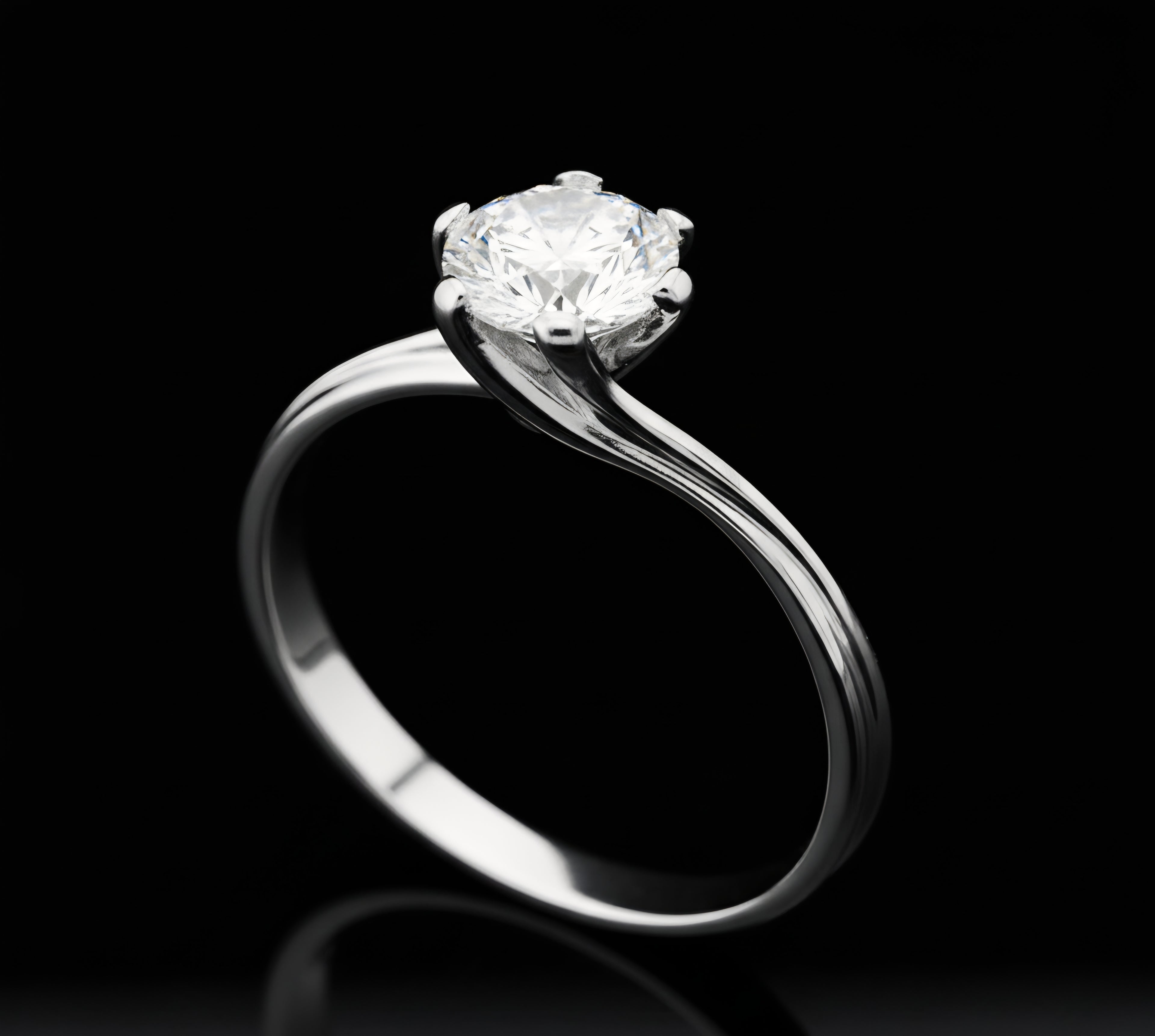Anello solitario con zircone oro bianco 18kt