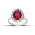 Anello pietra rossa e zirconi oro 18kt