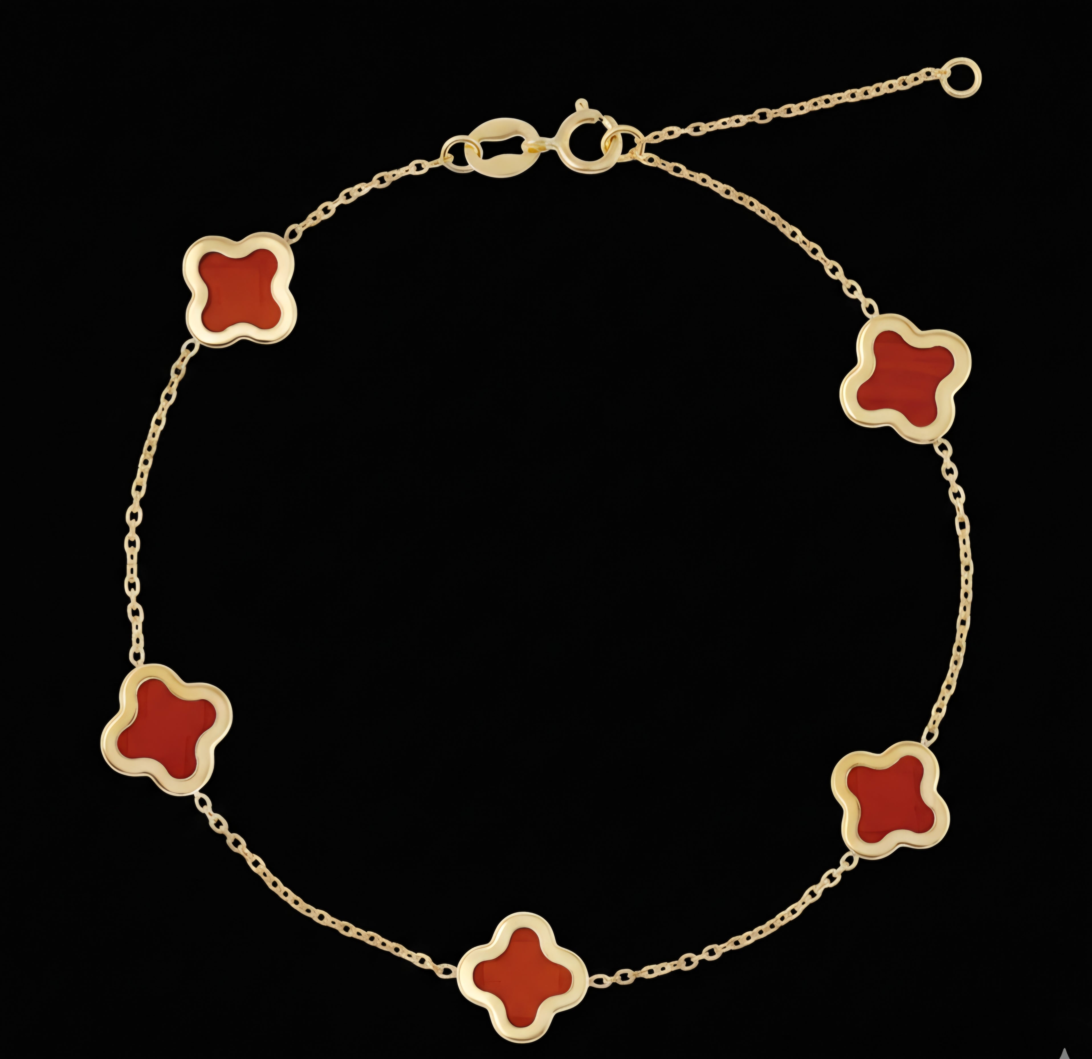 Bracciale donna quadrifoglio rosso oro 18kt