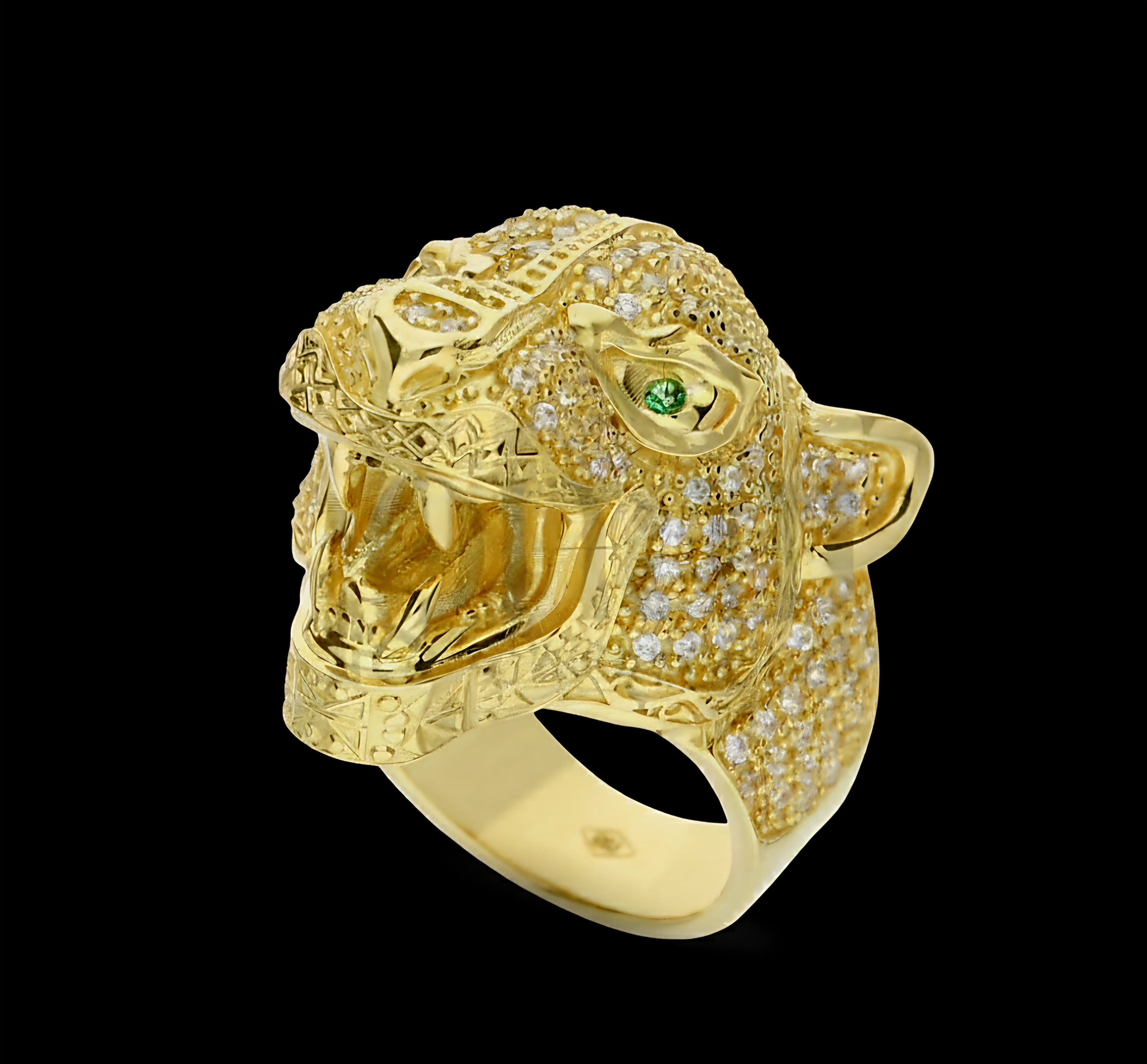 Anello pantera grande oro 18kt
