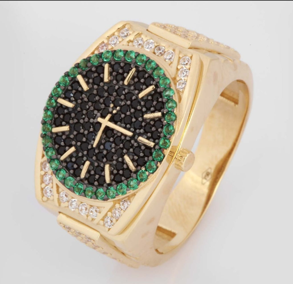 Anello uomo stile orologio oro 18kt