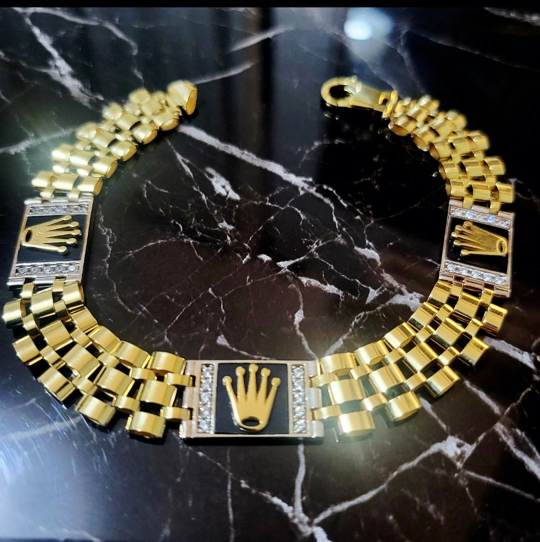 Bracciale modello corona black in oro 18kt