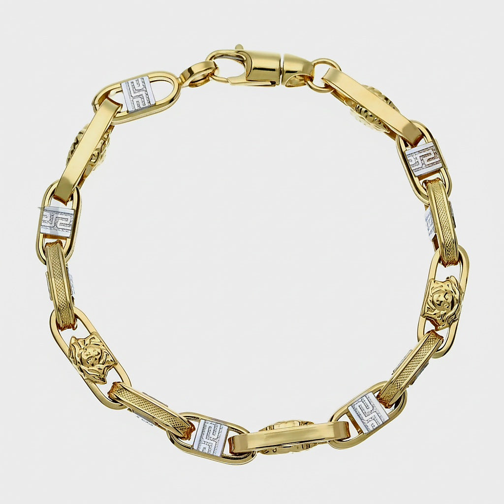 Bracciale uomo bicolore medusa con la greca oro 18kt