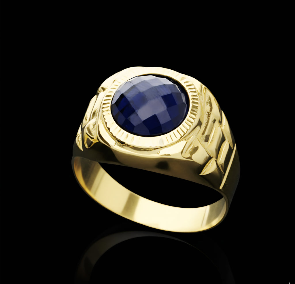 Anello uomo pietra blu oro 18kt