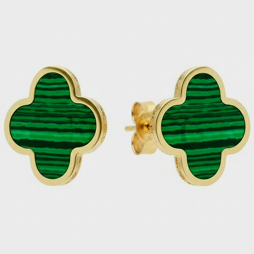 Orecchini donna grandi quadrifoglio verde oro 18kt