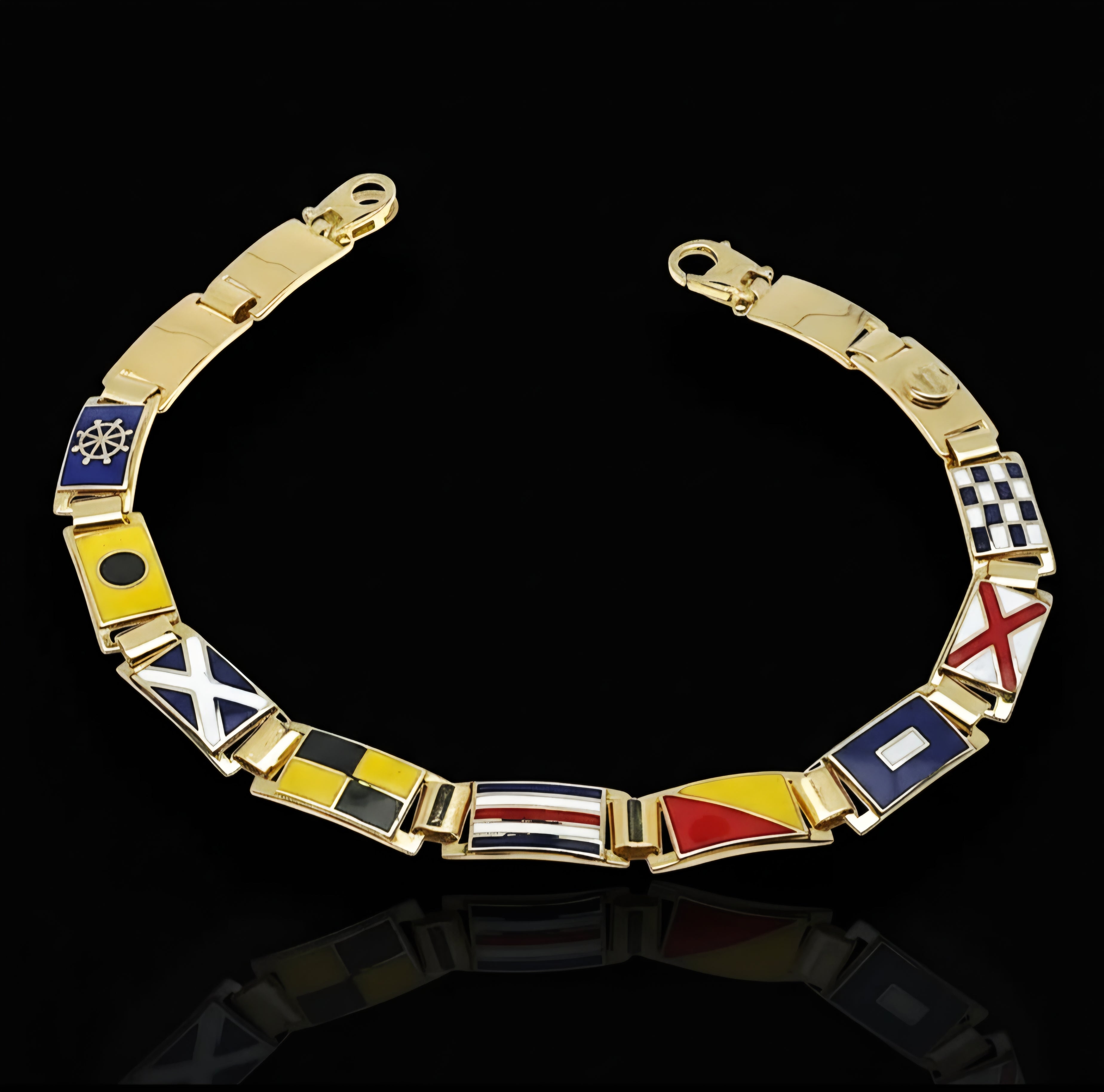 Bracciale bandiere nautiche oro 18kt
