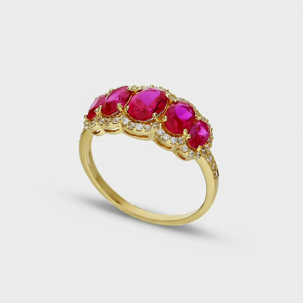 Anello con pietre ovali a scalare oro 18kt