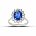 Anello pietra blu e zirconi oro 18kt