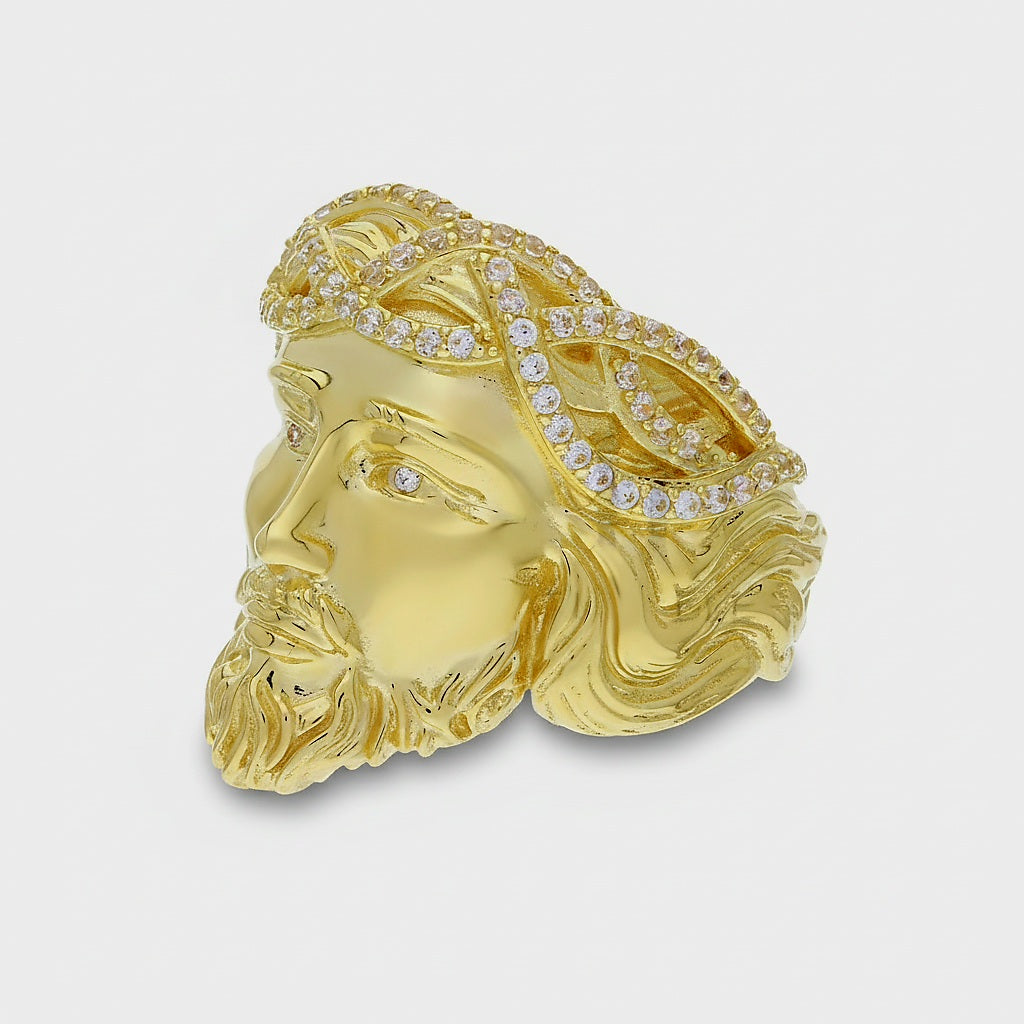 Anello volto Gesù oro 18kt