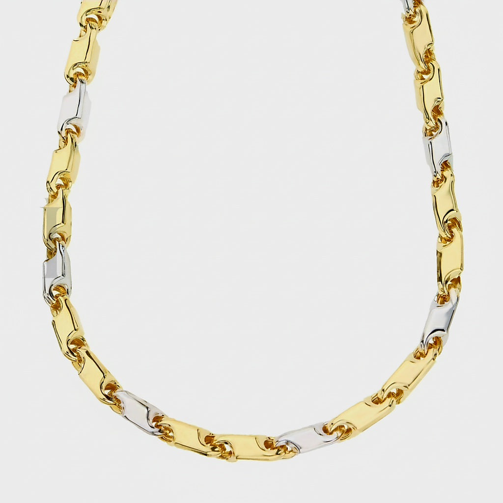 Collana uomo tubolare bicolore oro 18kt