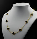 Collana donna quadrifoglio onice nero oro 18kt