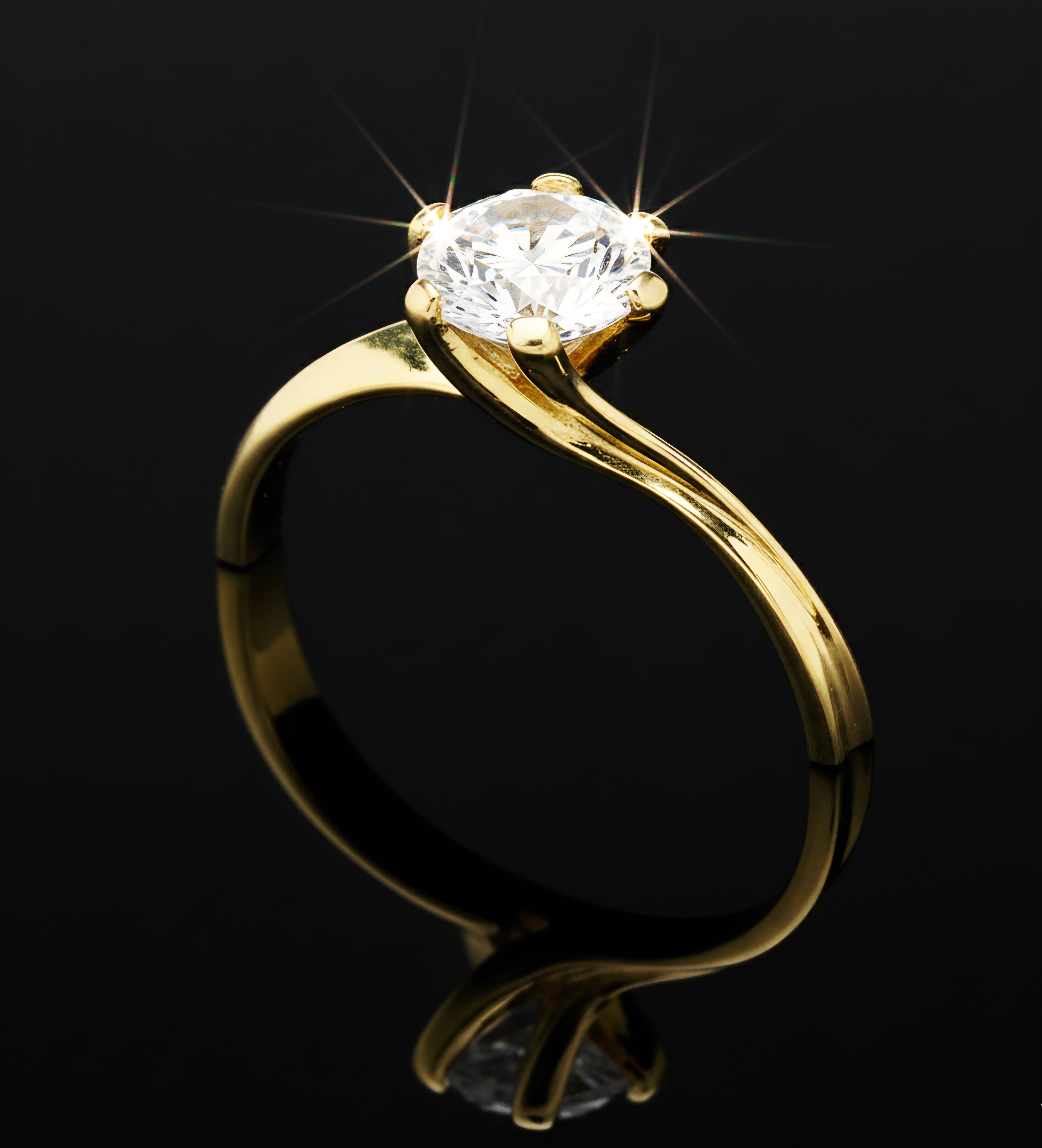 Anello solitario con zircone oro 18kt