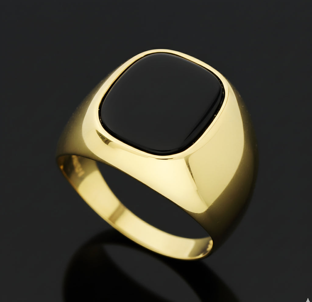 Anello uomo onice nero oro 18kt