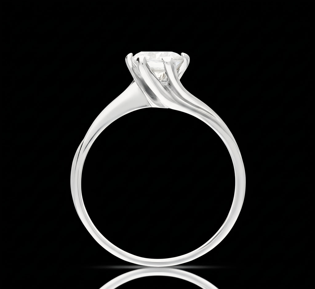 Anello solitario con zircone oro bianco 18kt