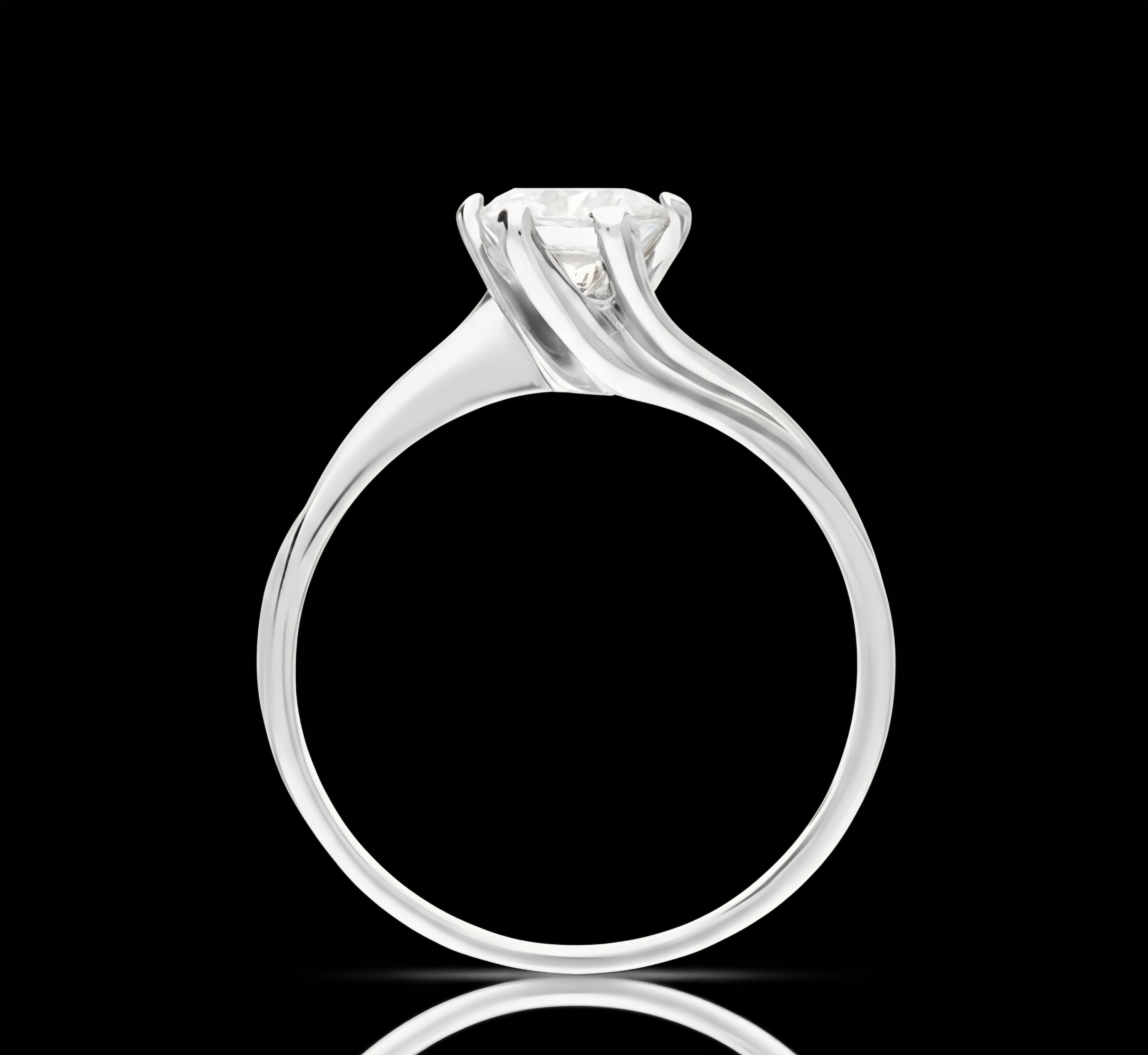 Anello solitario con zircone oro bianco 18kt
