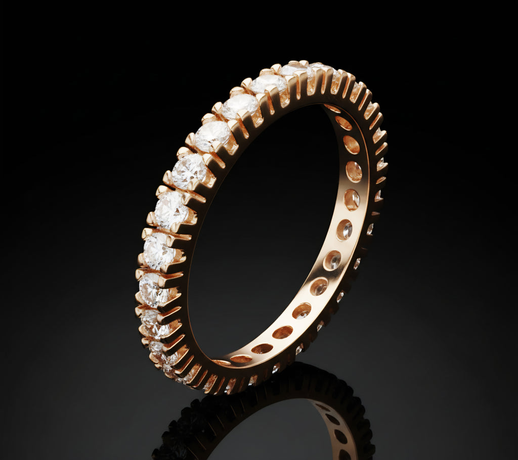 Veretta griffe con zirconi oro Rosa 18kt