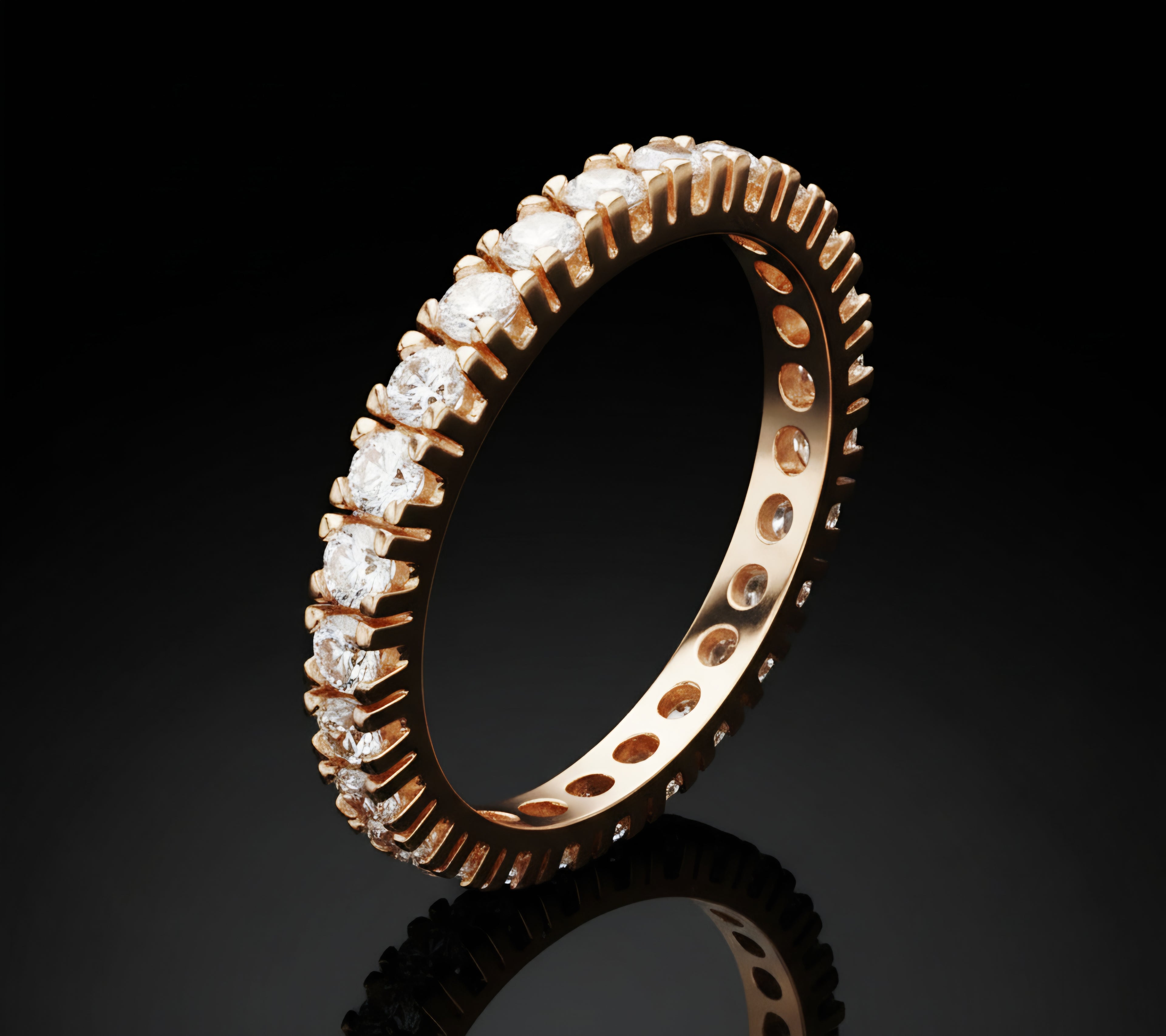 Veretta griffe con zirconi oro Rosa 18kt