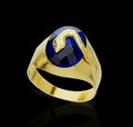 Anello uomo pietra blu e serpente oro 18kt