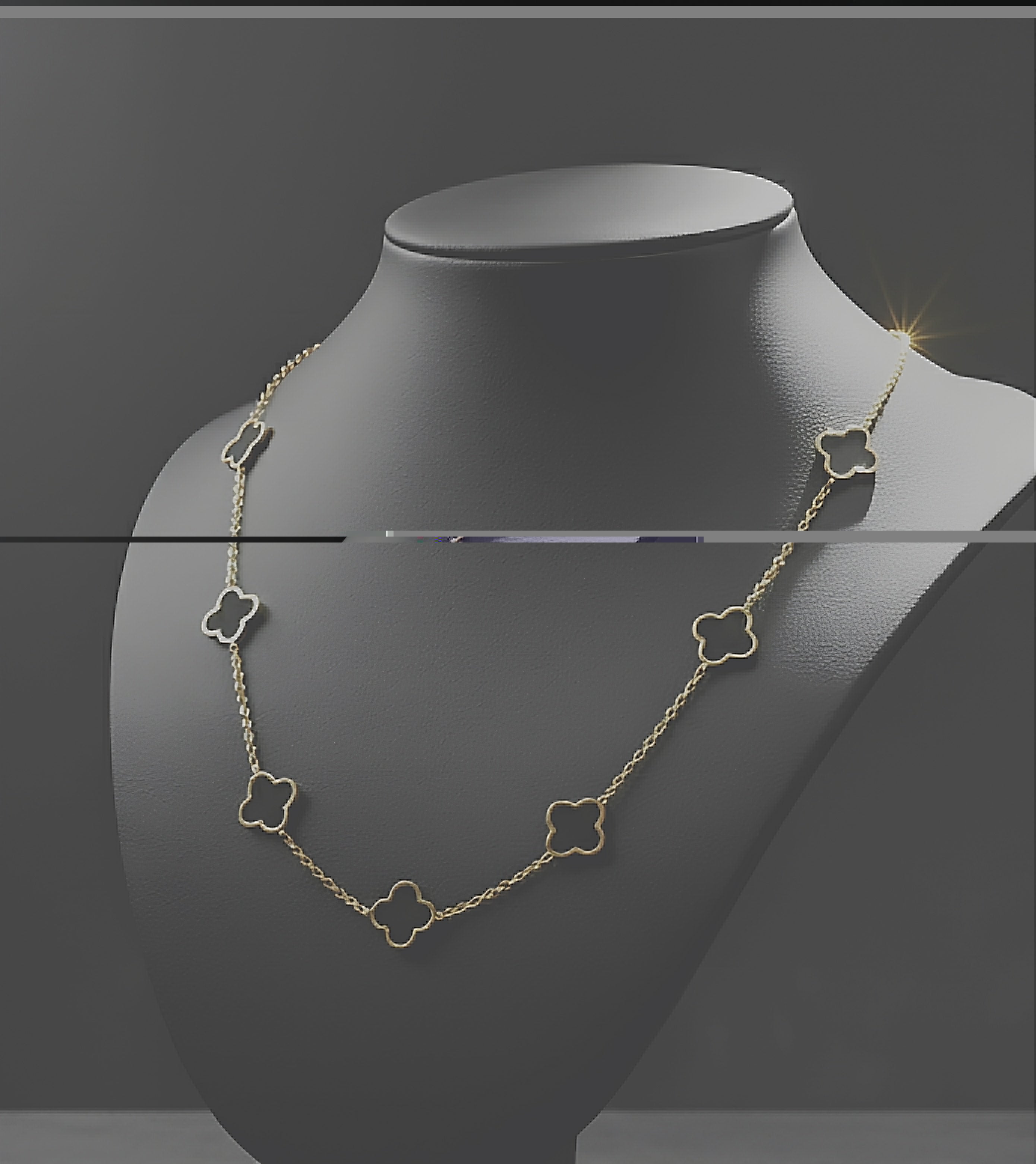 Collana donna quadrifoglio onice nero oro 18kt