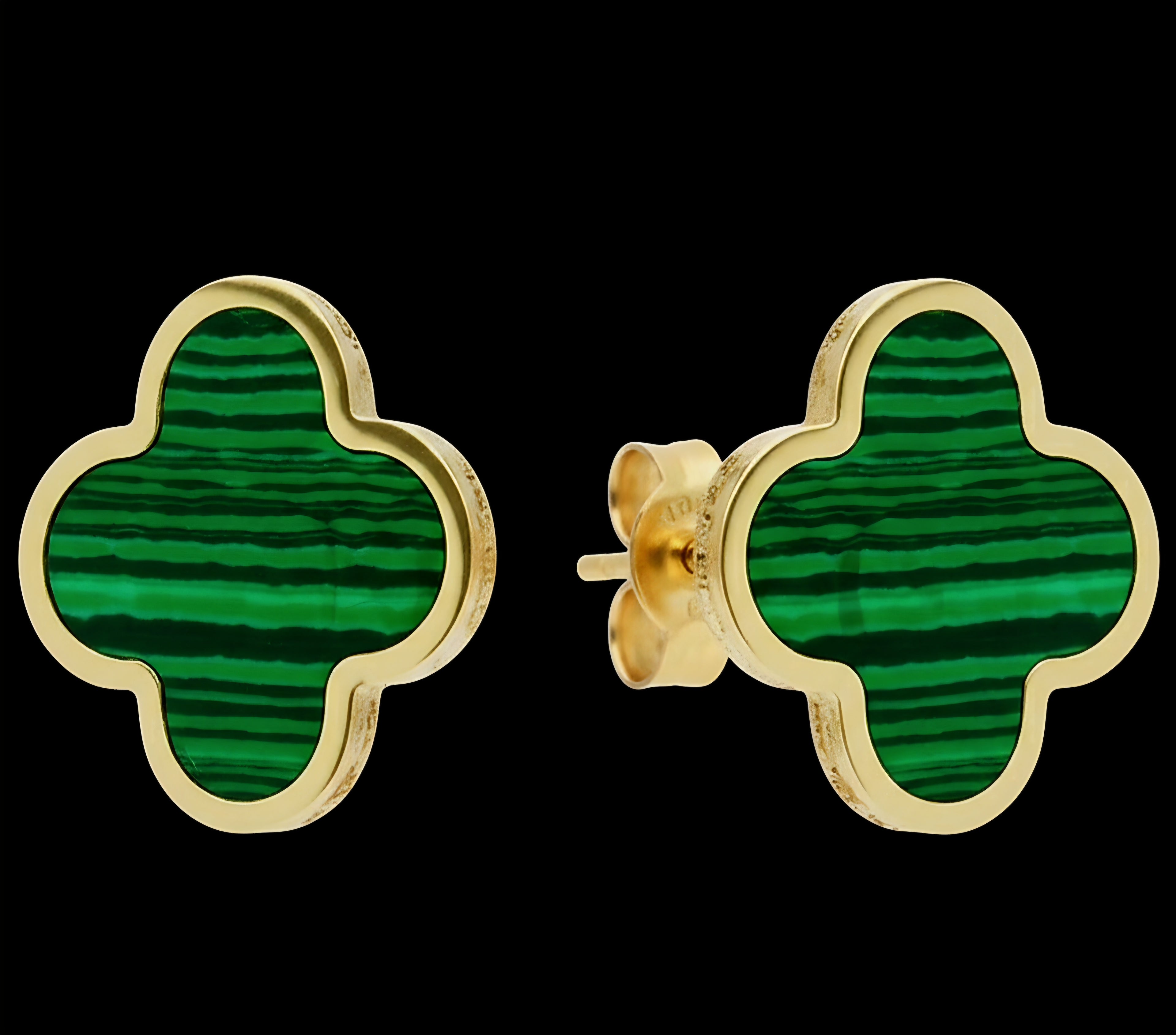 Orecchini donna grandi quadrifoglio verde oro 18kt
