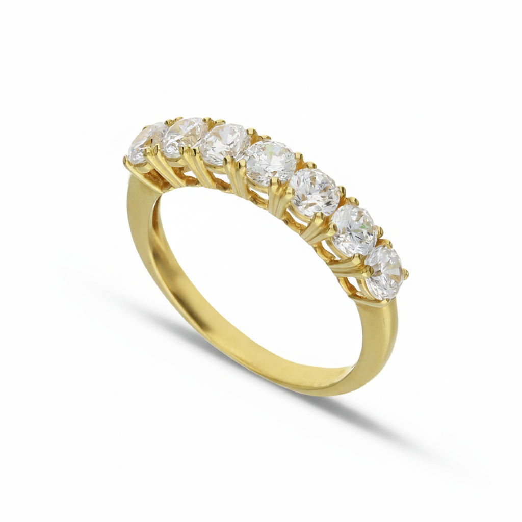 Anello veretta zirconi da 3,5mm oro 18kt