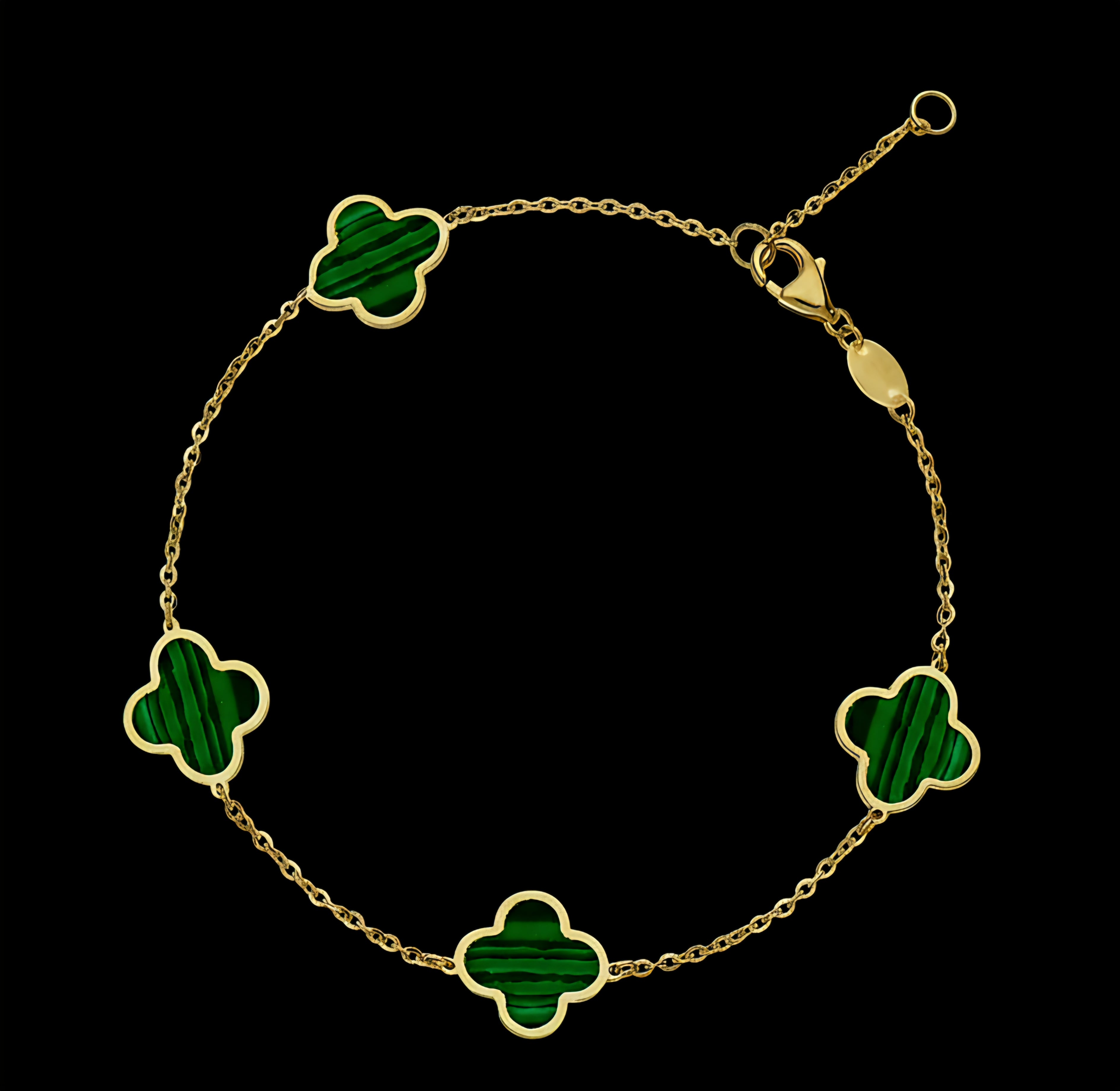 Bracciale donna quadrifoglio verde oro 18kt