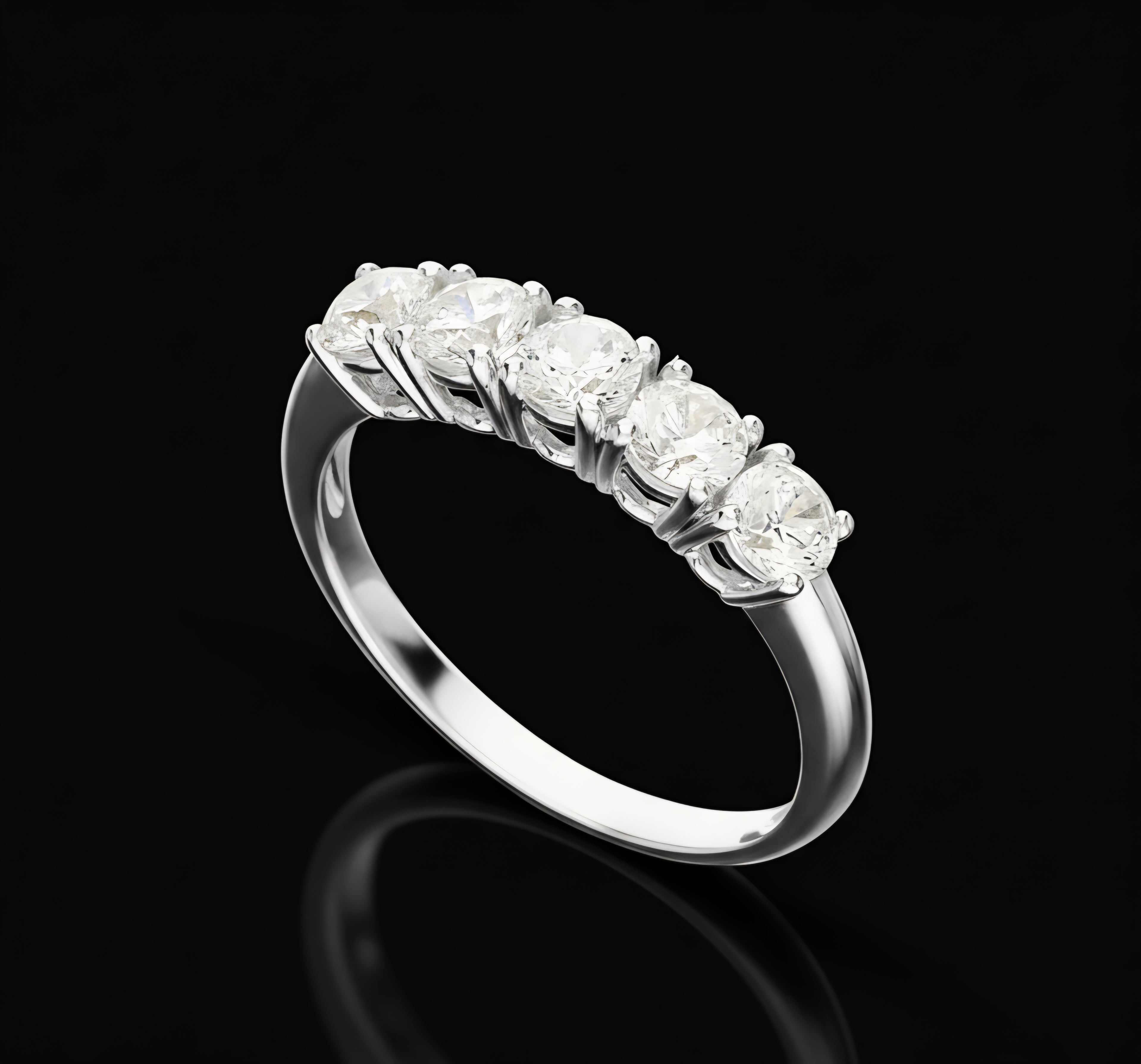 Veretta a 5 zirconi oro bianco 18kt