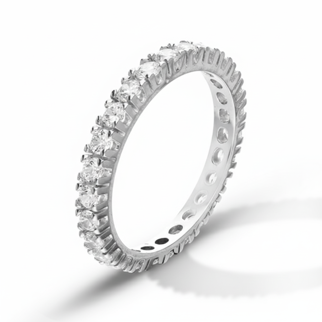 Veretta zirconi oro bianco 18kt