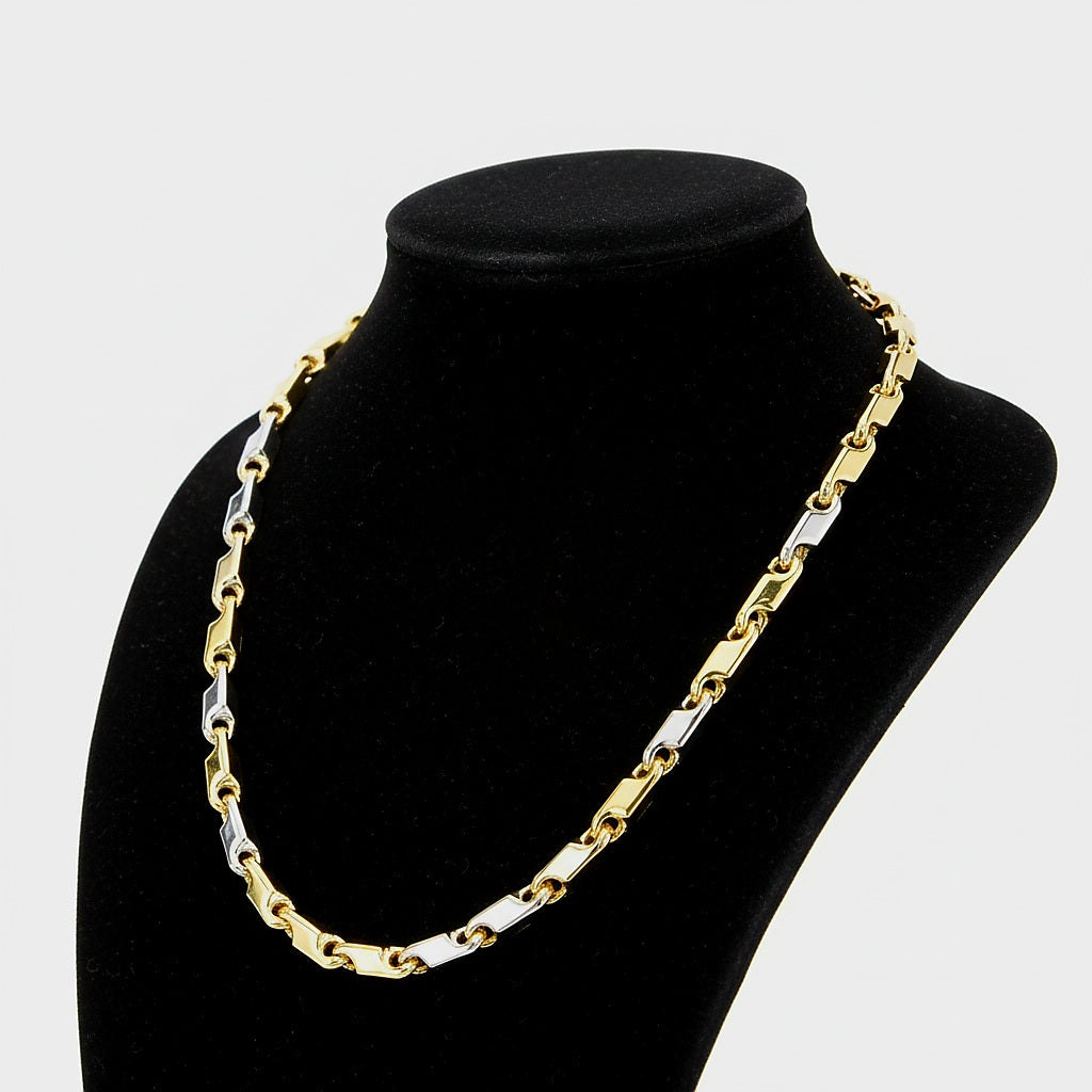 Collana uomo tubolare bicolore oro 18kt