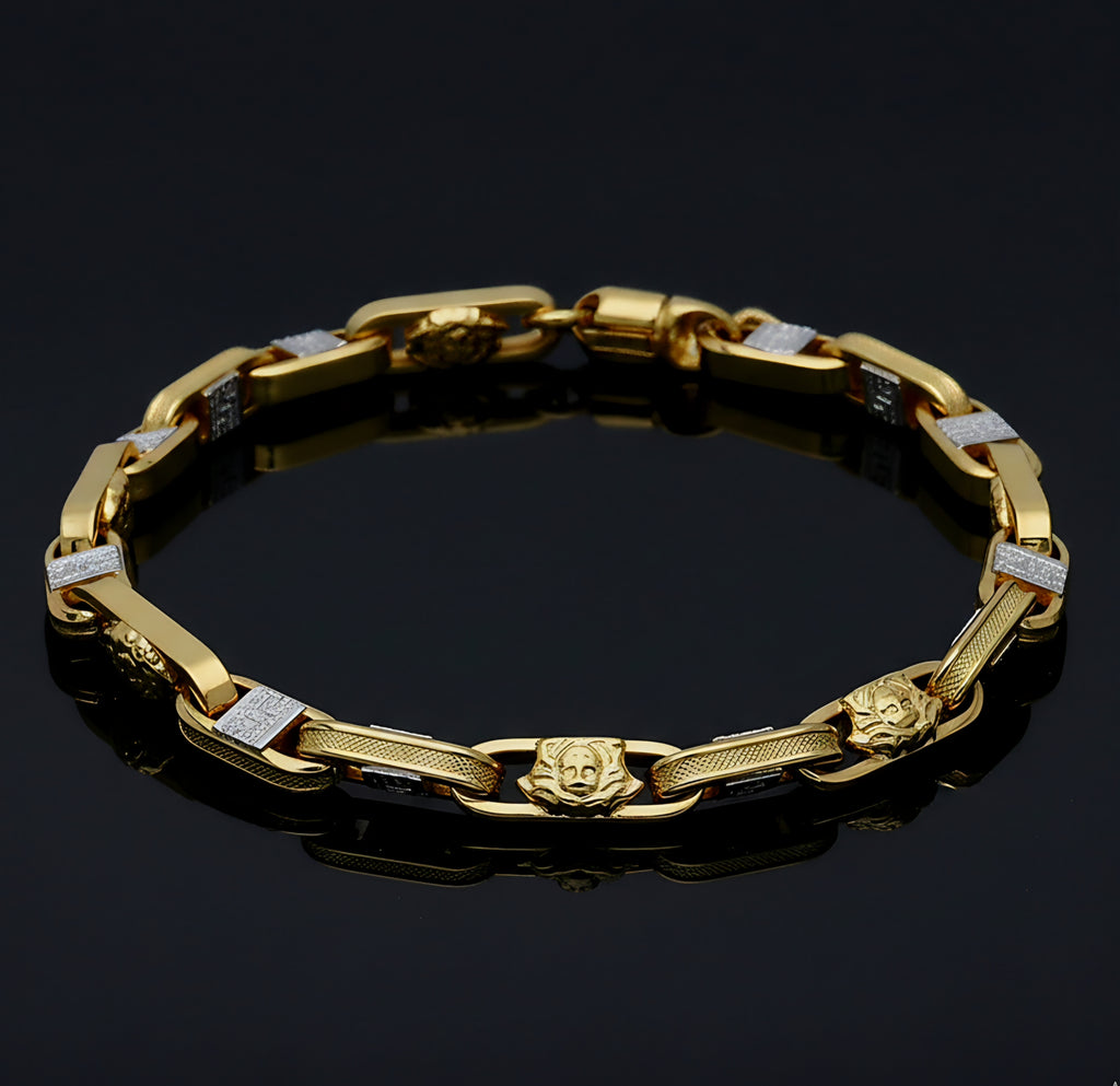 Bracciale uomo bicolore medusa con la greca oro 18kt