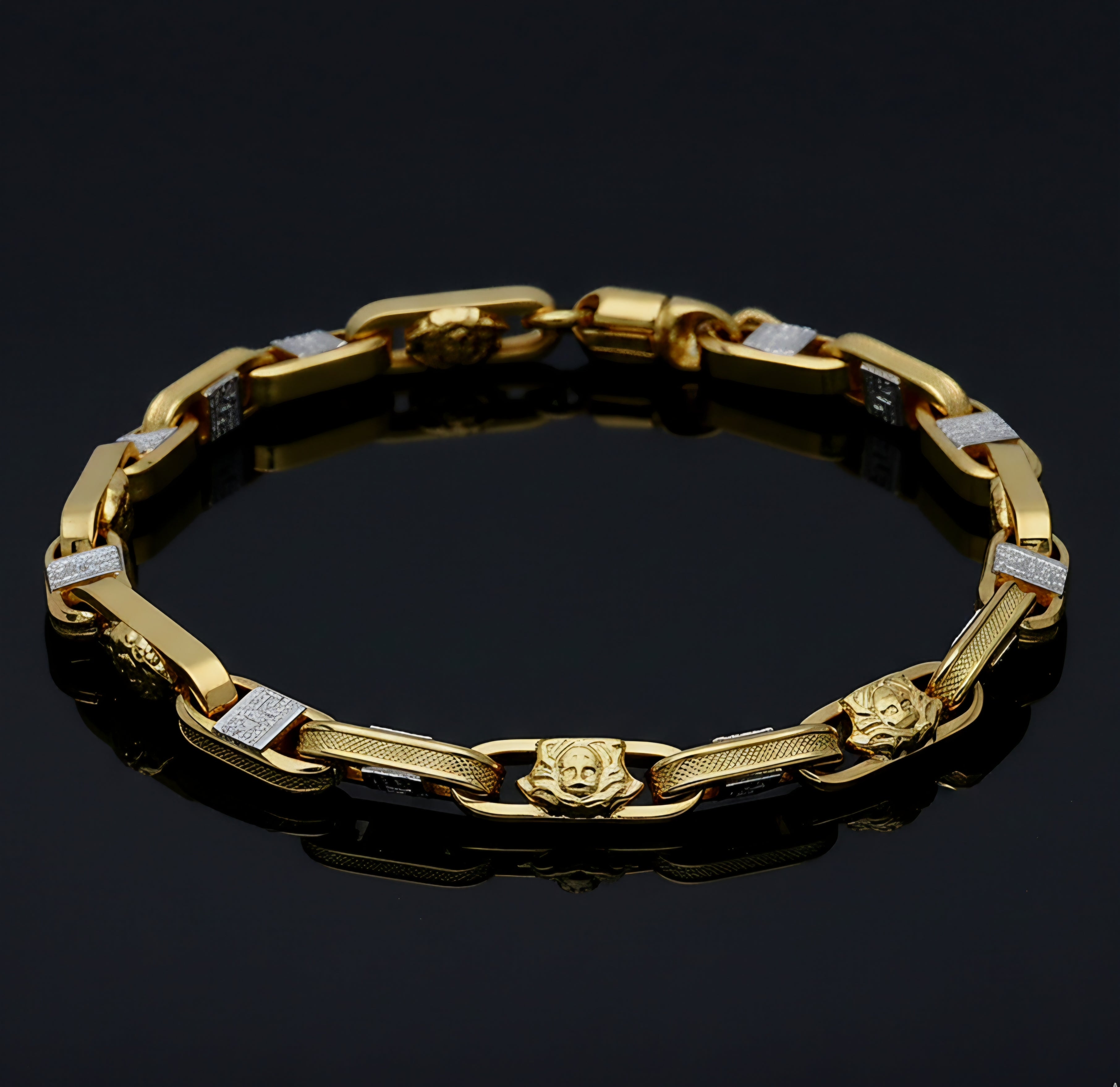 Bracciale uomo bicolore medusa con la greca oro 18kt