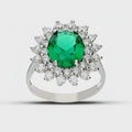 Anello pietra verde e zirconi oro 18kt