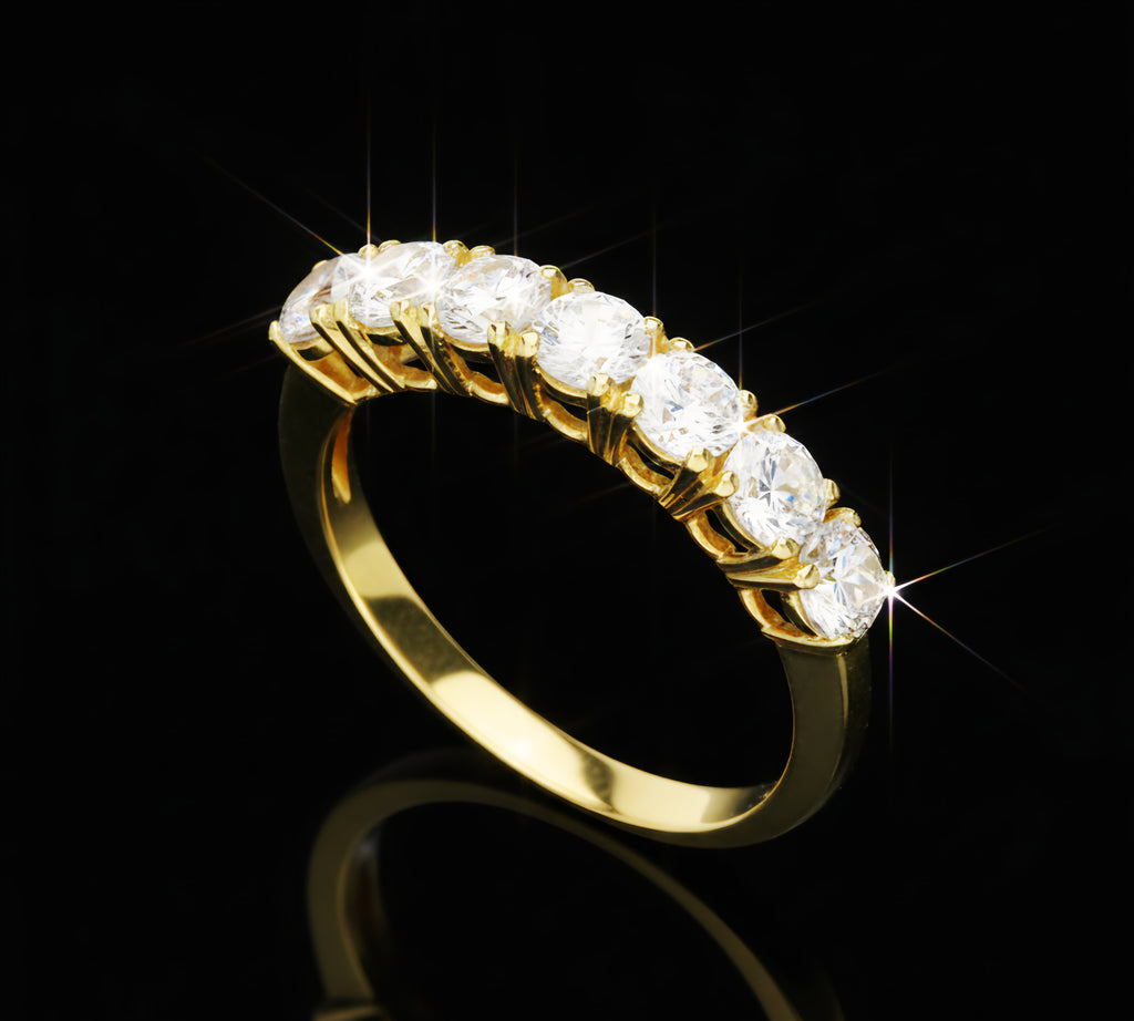 Anello veretta zirconi da 3,5mm oro 18kt