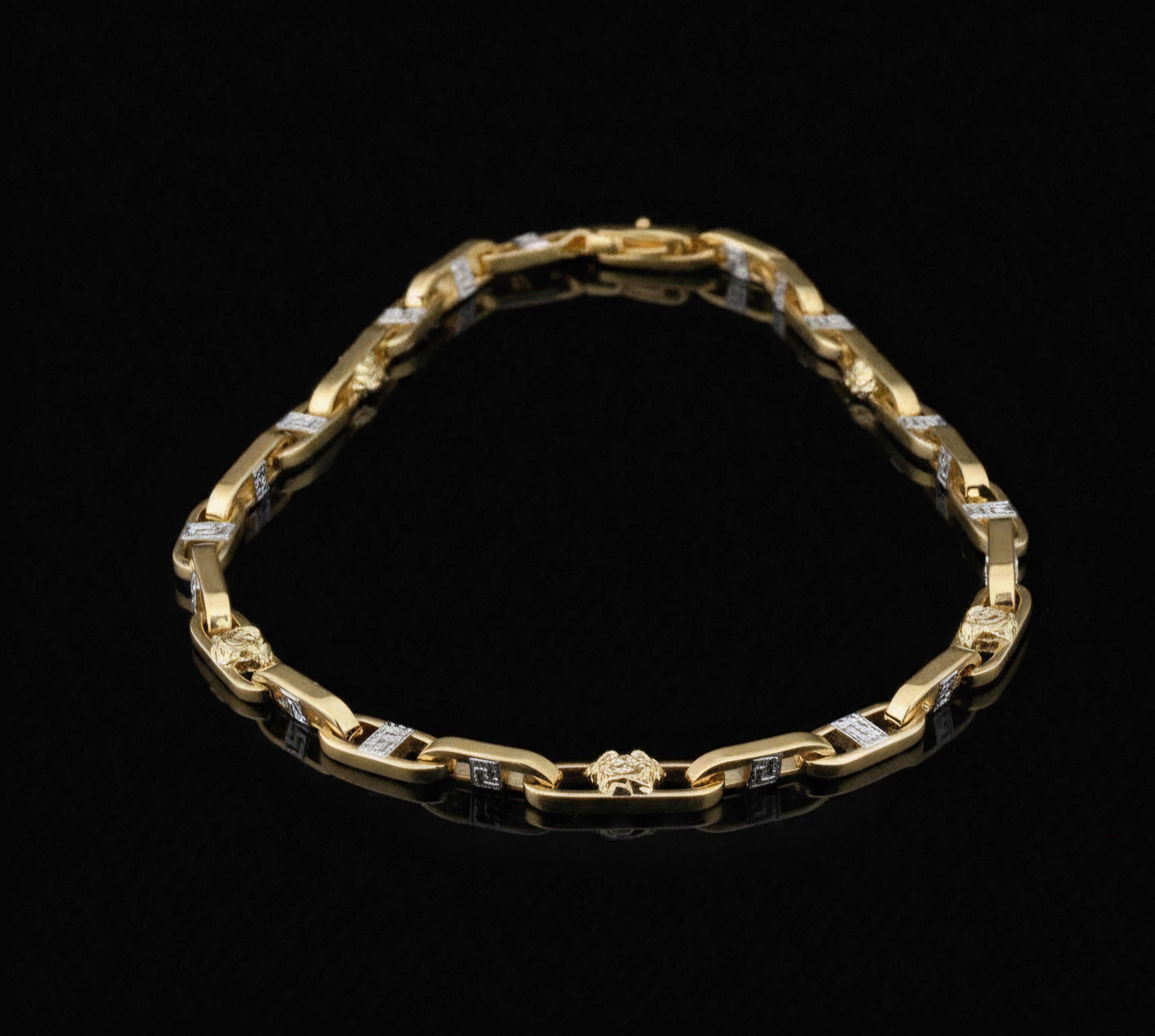 Collana uomo medusa con la greca bicolore oro 18kt