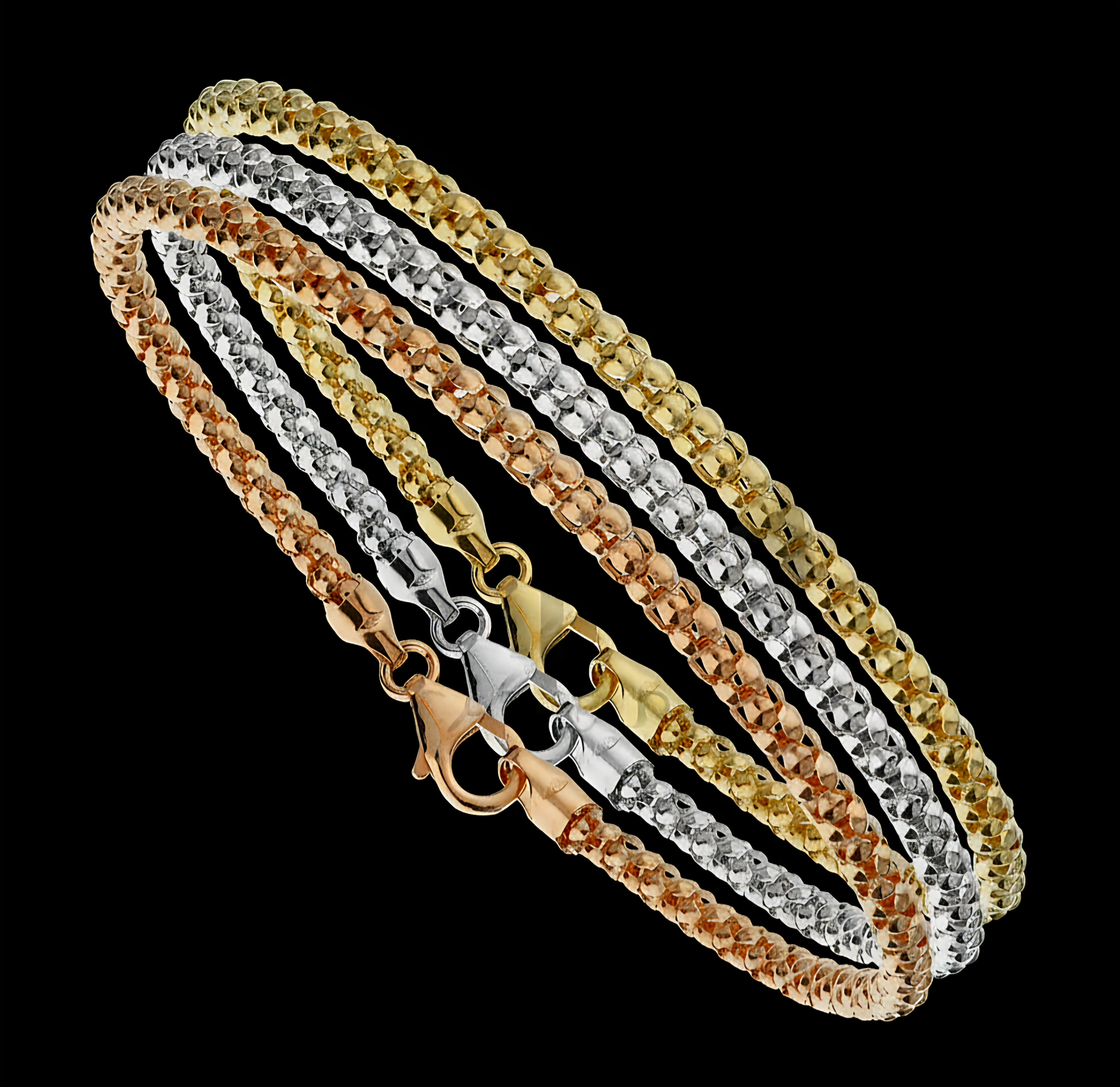 Bracciale donna trittico a 3 colori oro 18kt