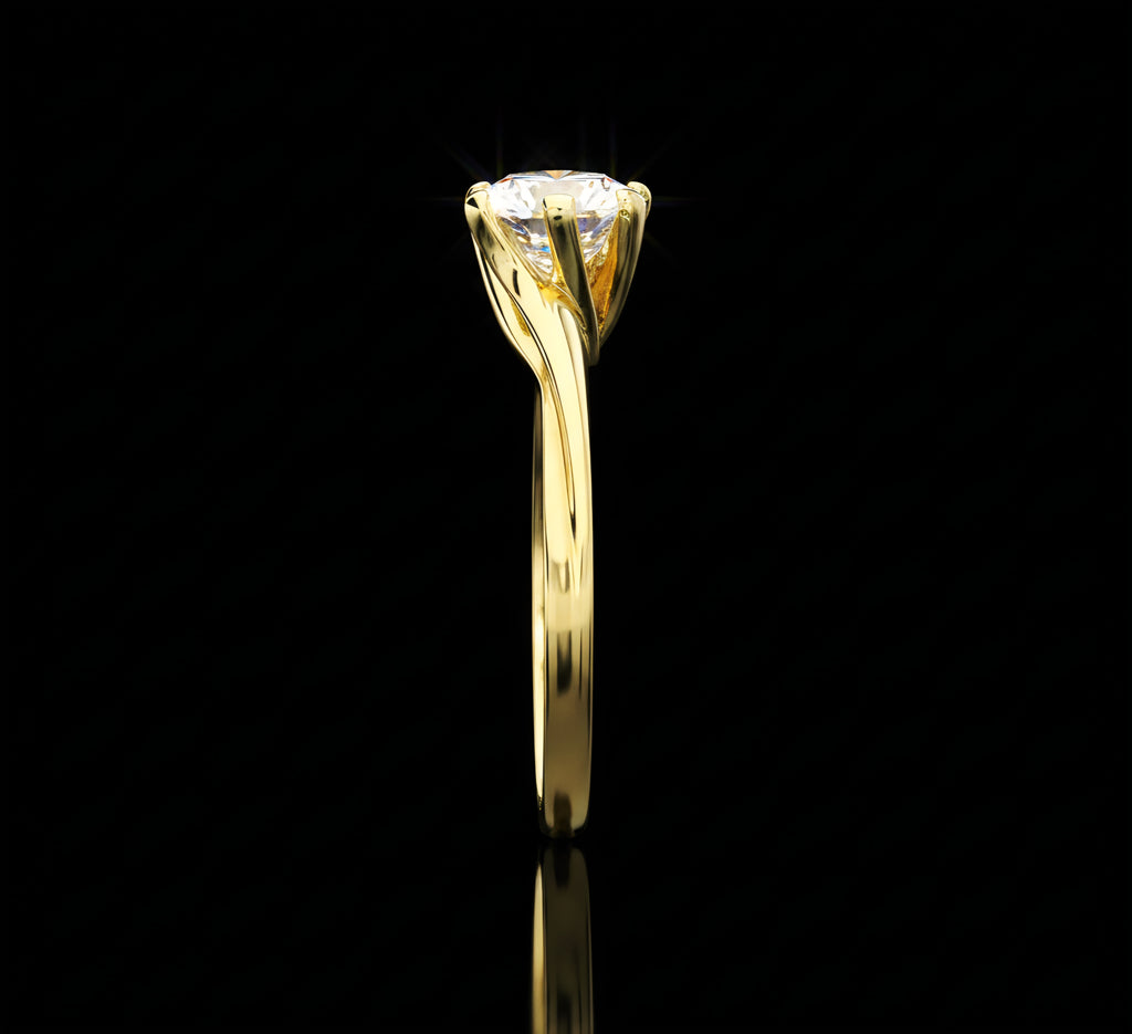 Anello solitario con zircone oro 18kt