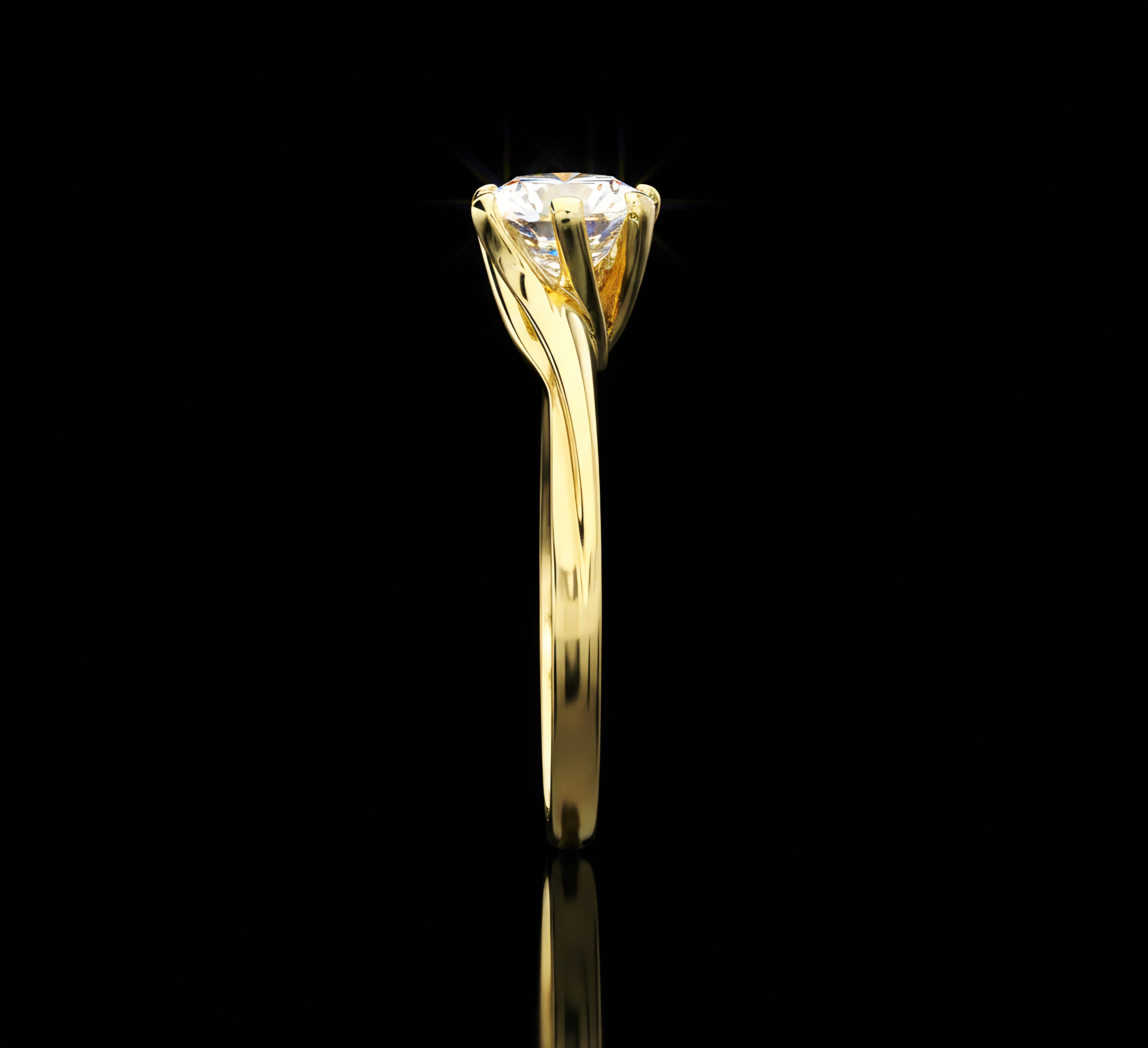 Anello solitario con zircone oro 18kt