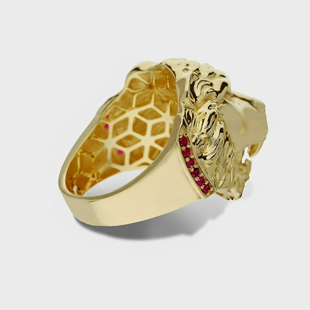 Anello testa di leone grande oro 18kt