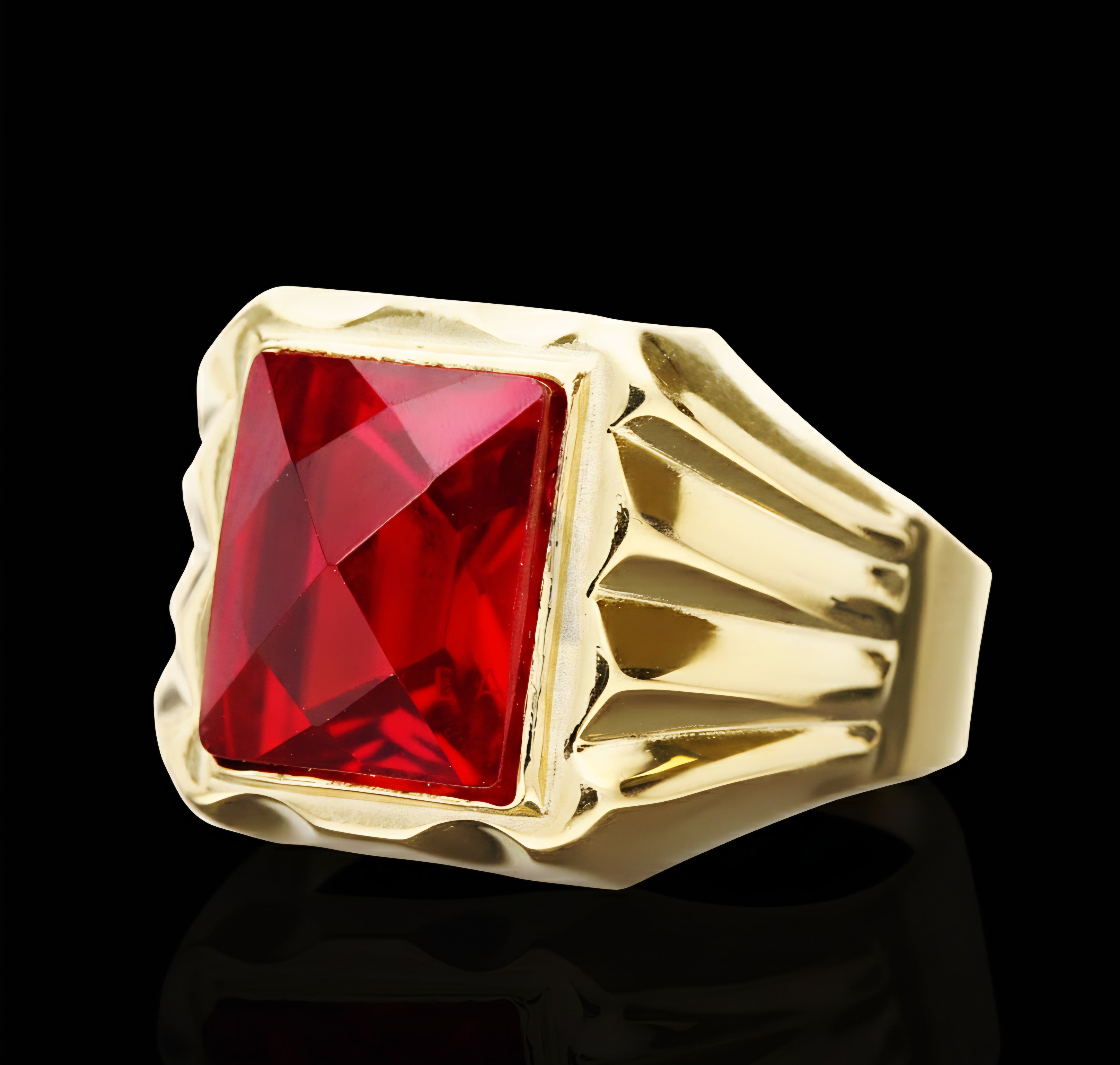 Anello uomo pietra rossa oro 18kt