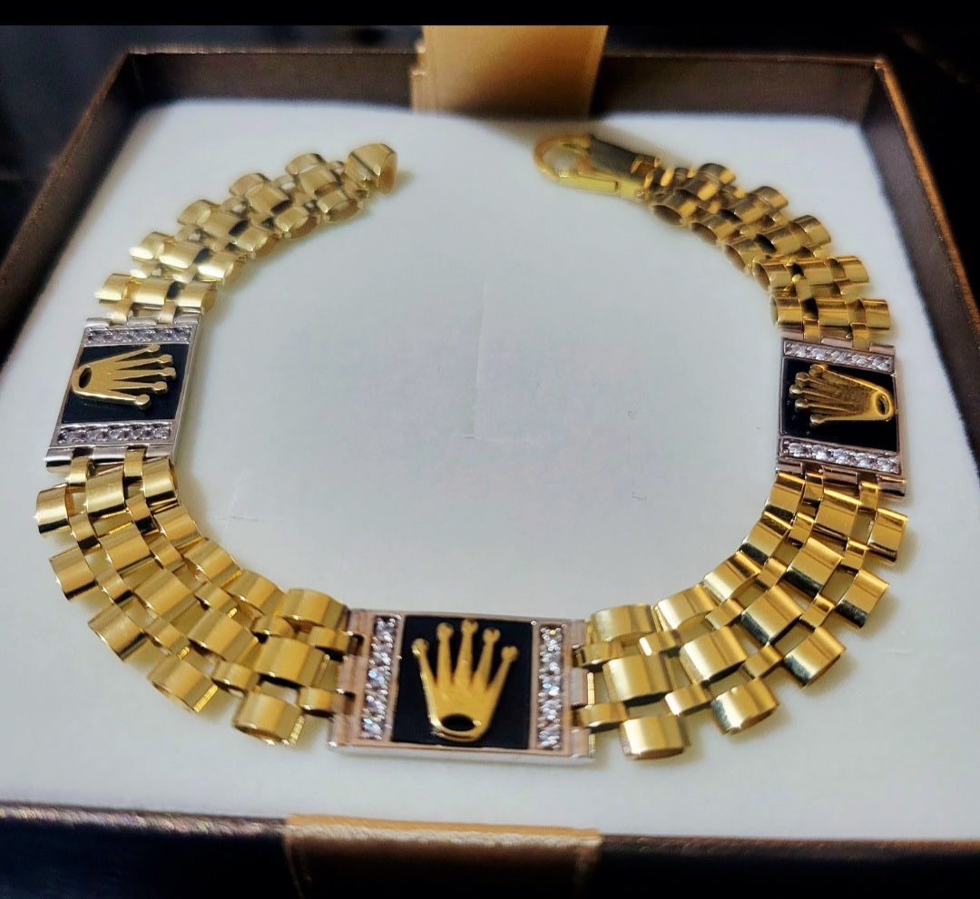 Bracciale modello corona black in oro 18kt