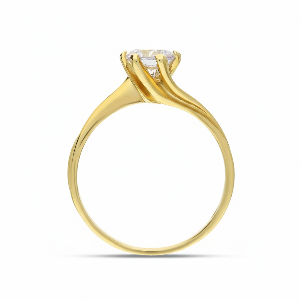 Anello solitario con zircone oro 18kt