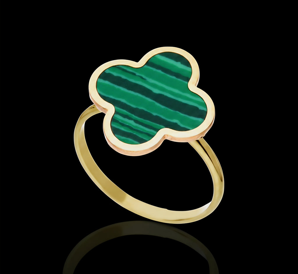 Anello donna quadrifoglio verde oro 18kt