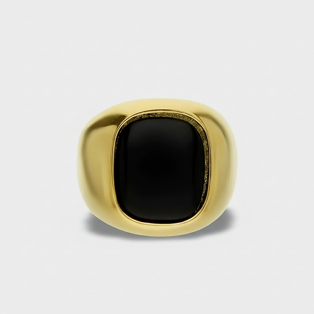 Anello uomo onice nero oro 18kt