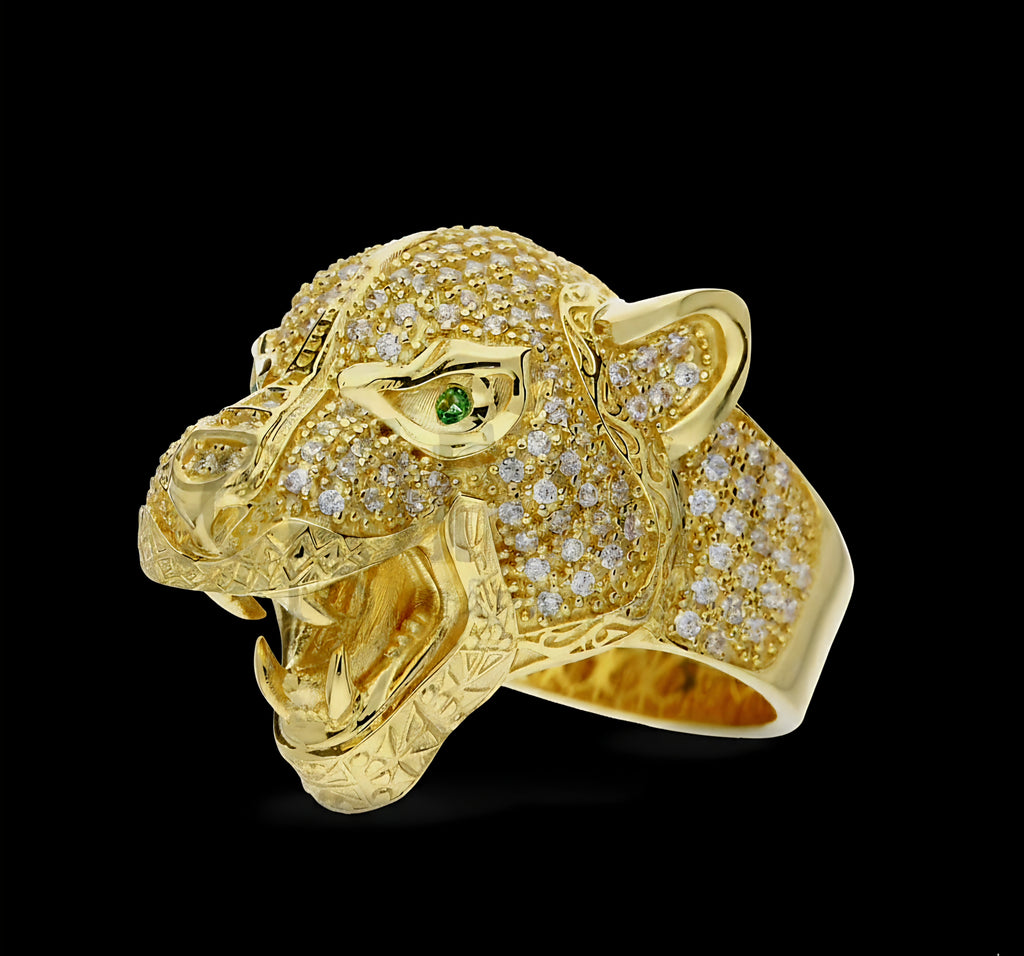 Anello pantera grande oro 18kt