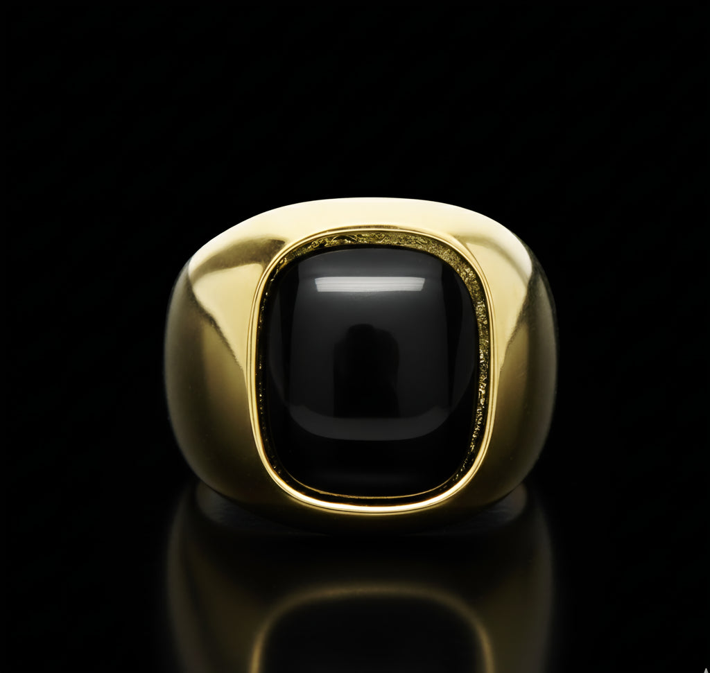 Anello uomo onice nero oro 18kt