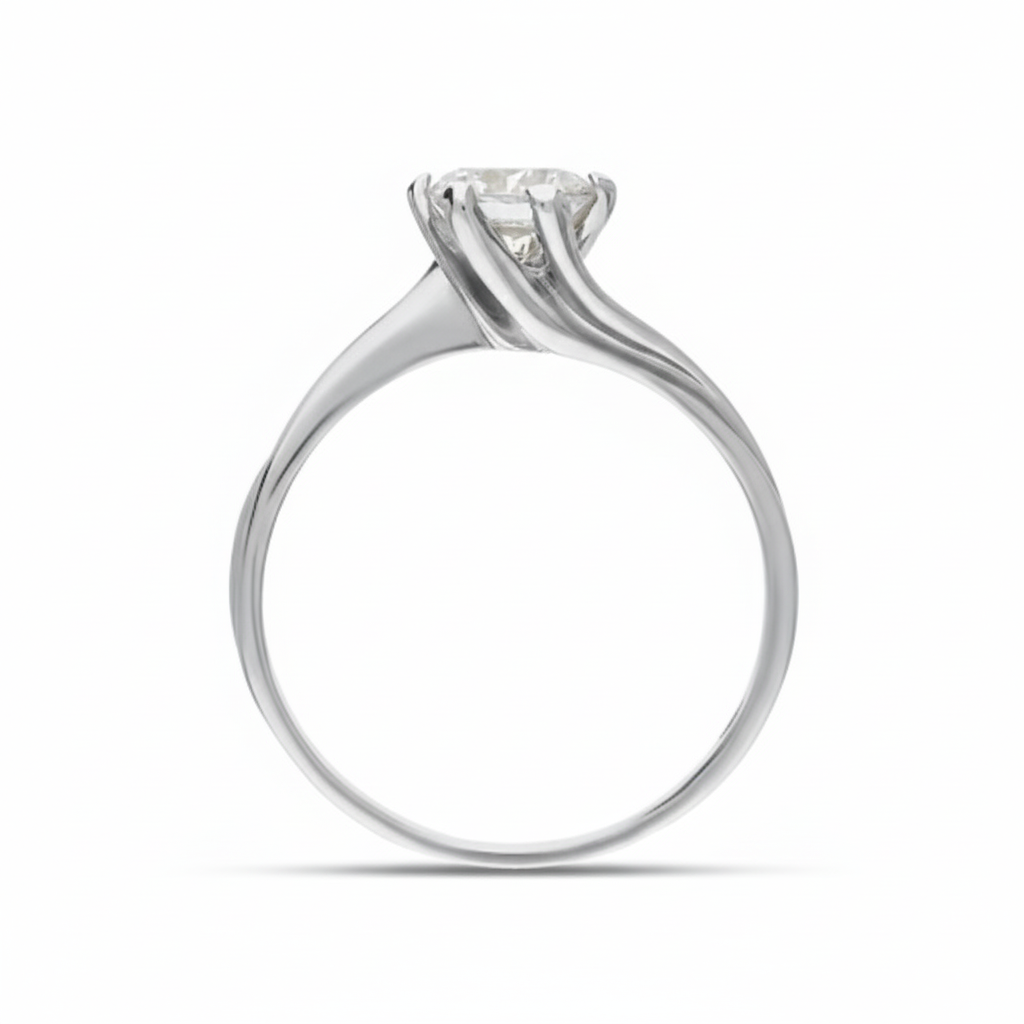 Anello solitario con zircone oro bianco 18kt