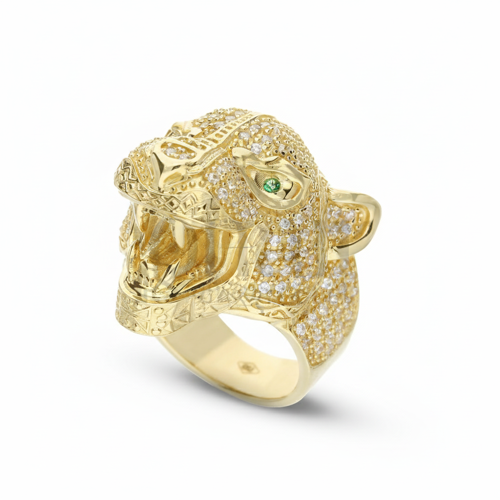 Anello pantera grande oro 18kt