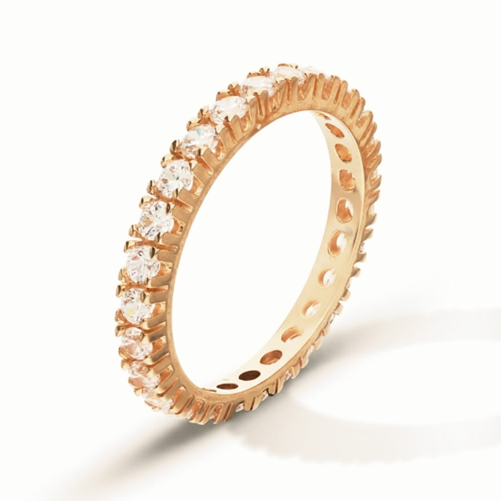 Veretta griffe con zirconi oro Rosa 18kt