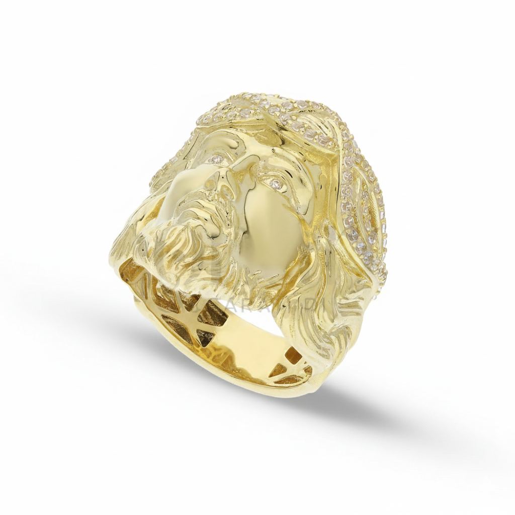 Anello volto Gesù oro 18kt